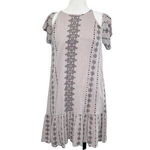 O’Neill Landon Boho Dress sz M * Tiered Ruffles Keyhole Back Flowy High Neck